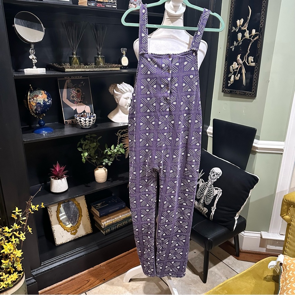 Ade + Ayo Purple Geometric Print Button-Front Jumpsuit – Tagged XXL, Fits Like M